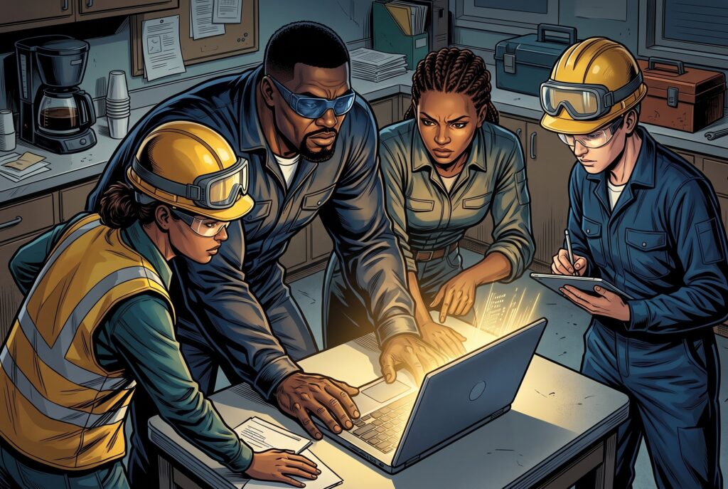 Comic book style illustration: Photo representing training & documentation